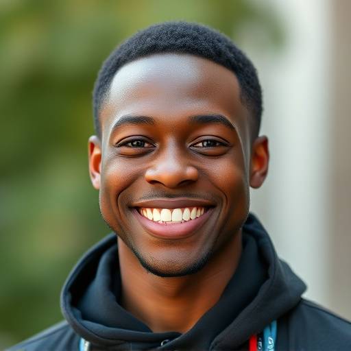 Smiling face of Thomas Brown, Graduate who secured his first job after graduation